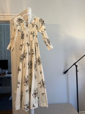 Doen Kaira Cream Floral Maxi Dress Organic Cotton